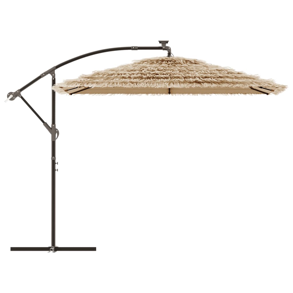 Hageparasoll med LED med stålstang brun 269x269x235 cm vidaXL