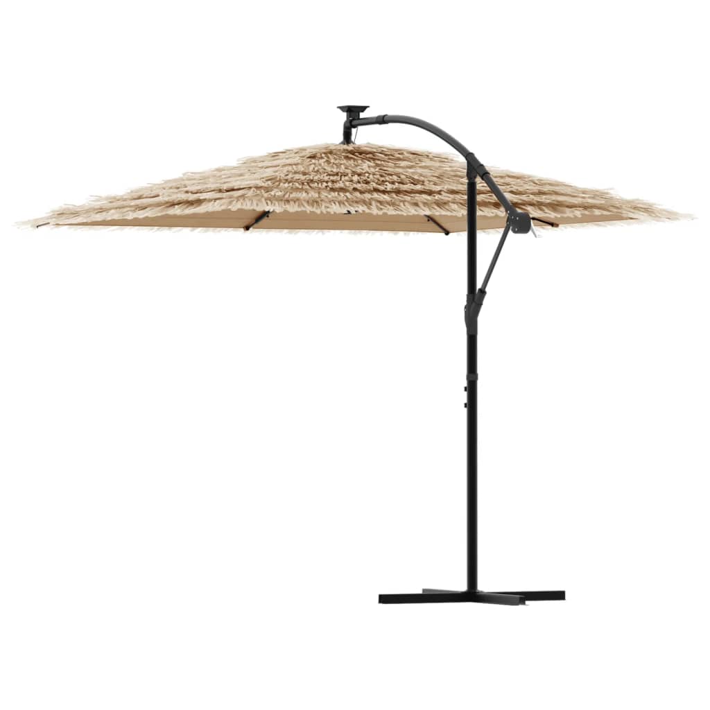 Hageparasoll med LED med stålstang brun 269x269x235 cm vidaXL