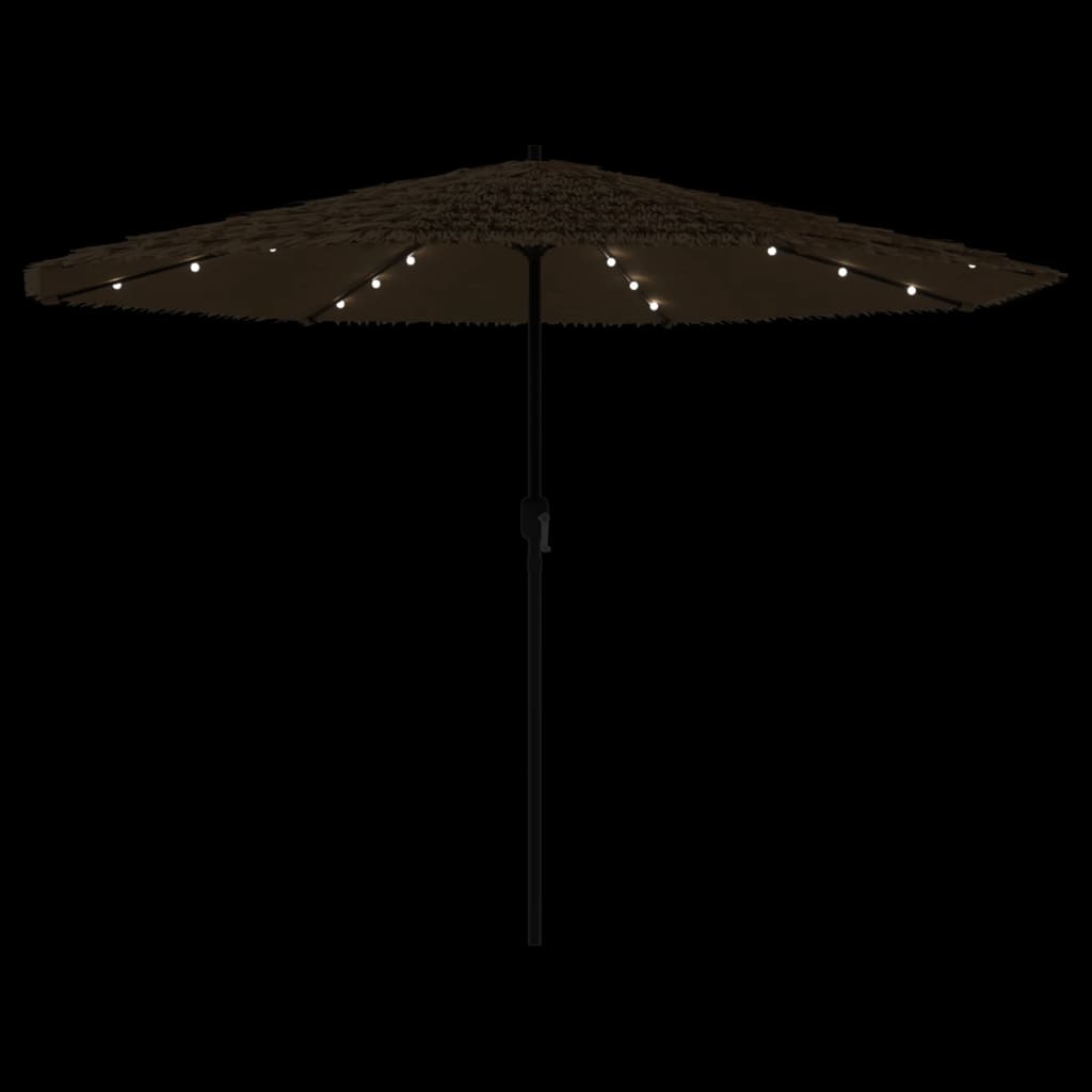 Hageparasoll med LED med stålstang brun 388x388x248 cm vidaXL