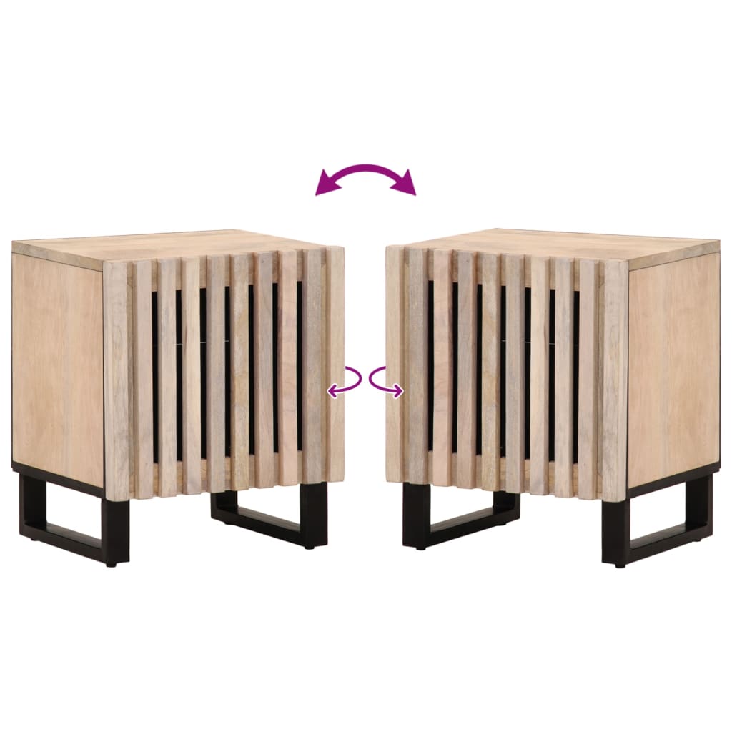 Nattbord 2 stk 40x34x46 cm heltre bleket mango