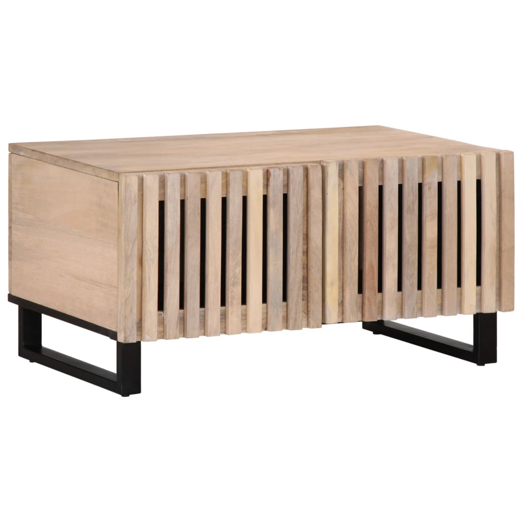 Salongbord hvit 80x51x40 cm heltre mango