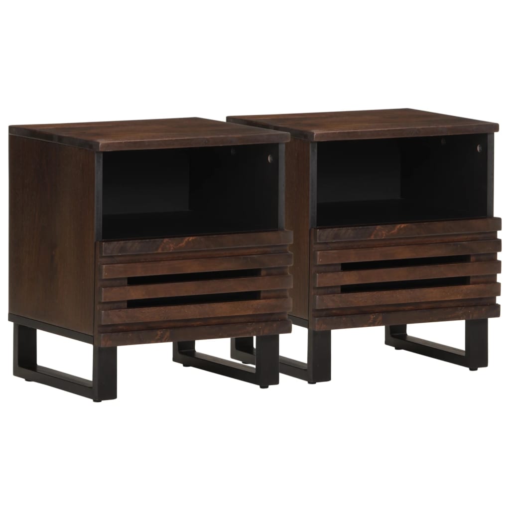 Nattbord 2 stk 40x34x46 cm heltre mango