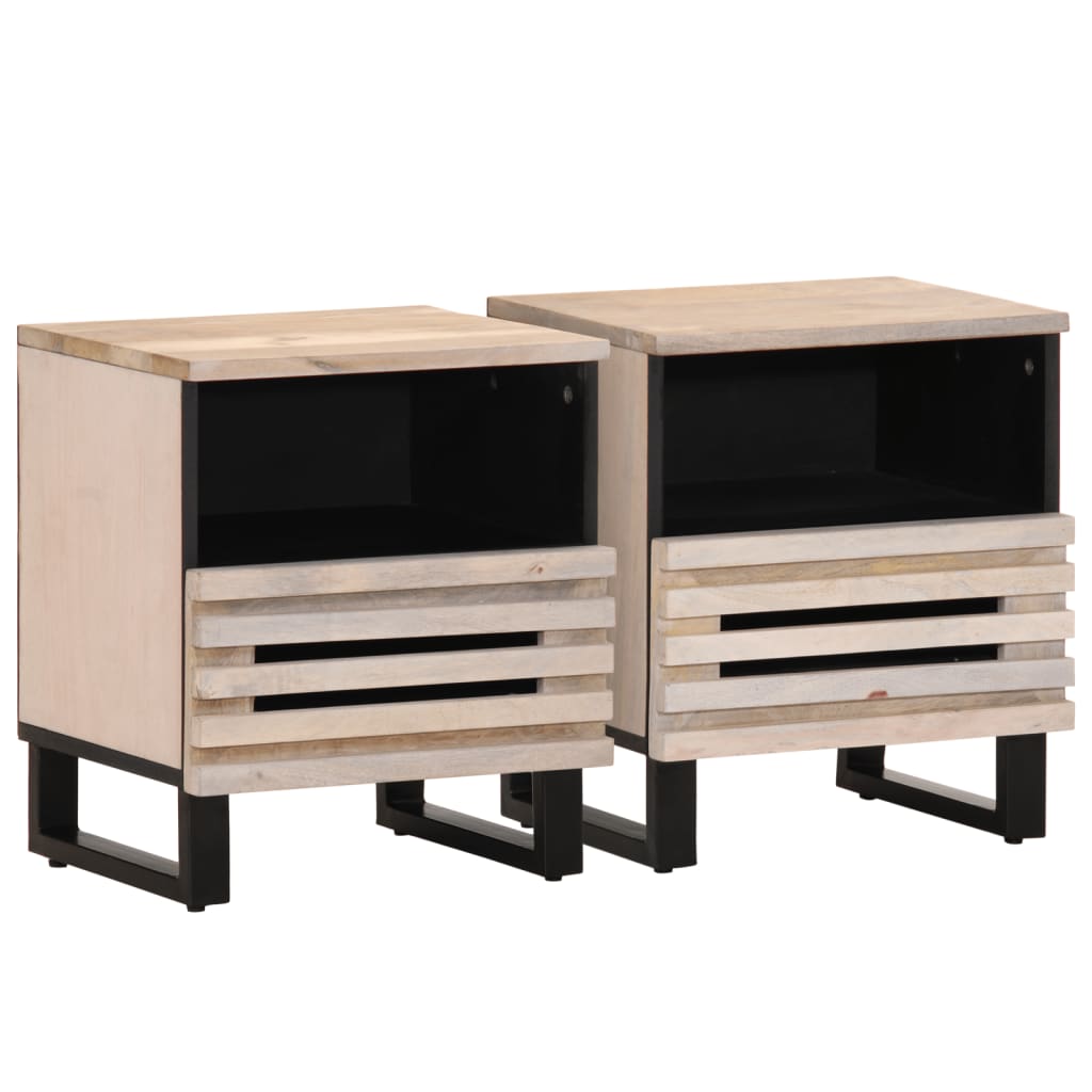 Nattbord 2 stk 40x34x46 cm heltre bleket mango