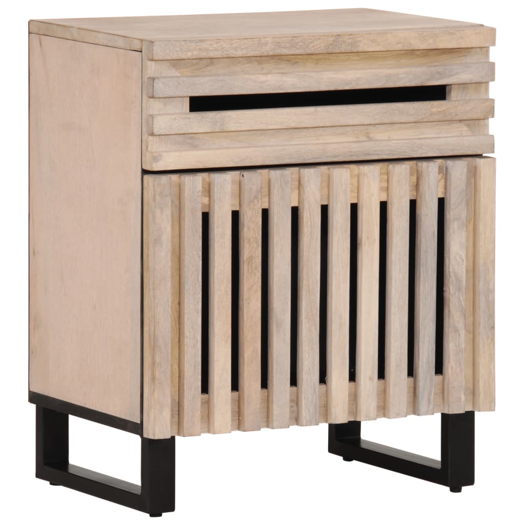 Nattbord hvit 50x34x60 cm heltre mango