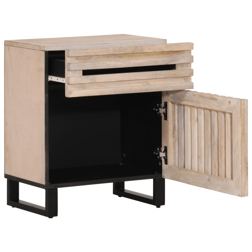 Nattbord hvit 50x34x60 cm heltre mango