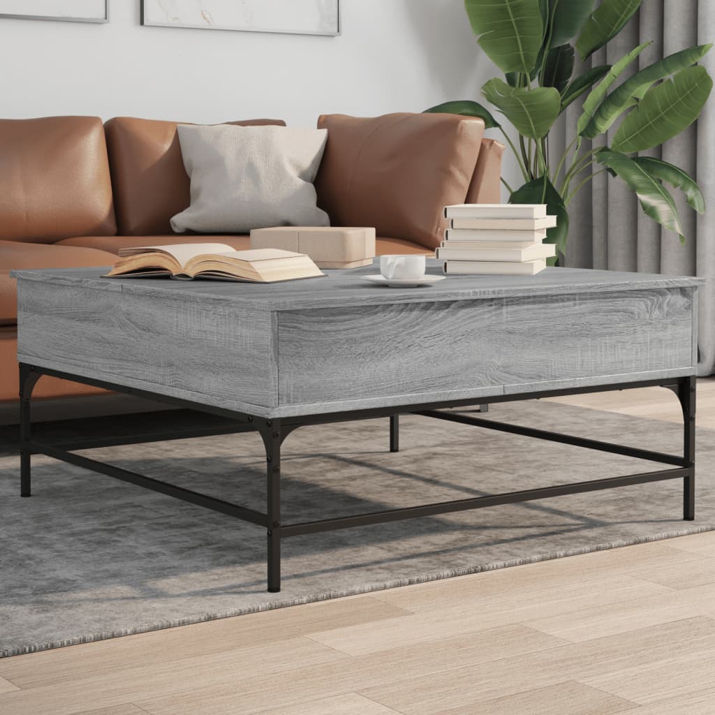 Salongbord grå sonoma 95x95x45 cm konstruert tre og metall