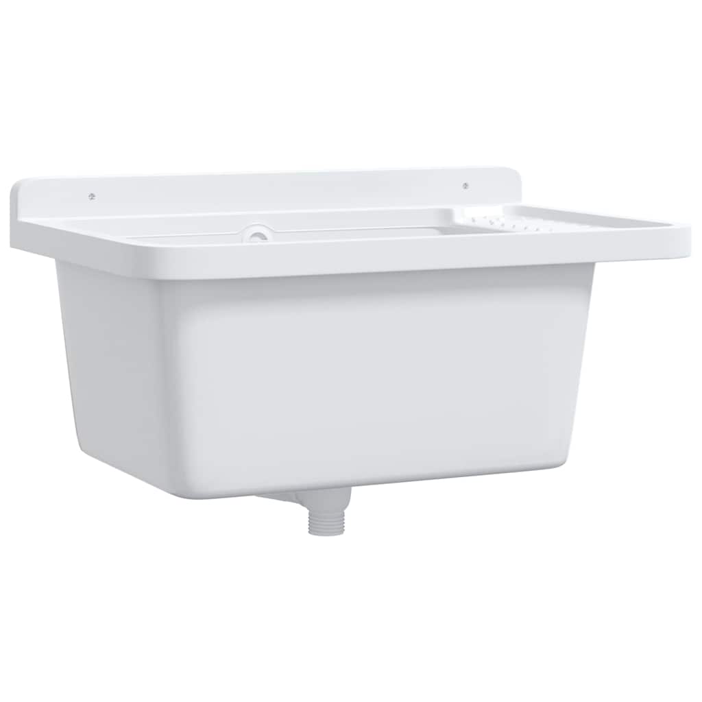 Veggmontert vaskeservant hvit 60x40x28 cm harpiks