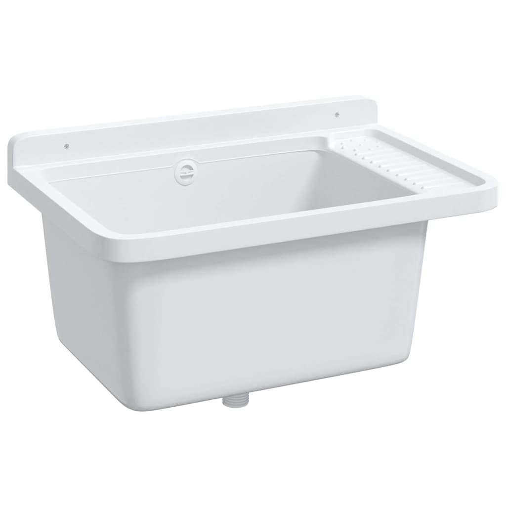 Veggmontert vaskeservant hvit 60x40x28 cm harpiks