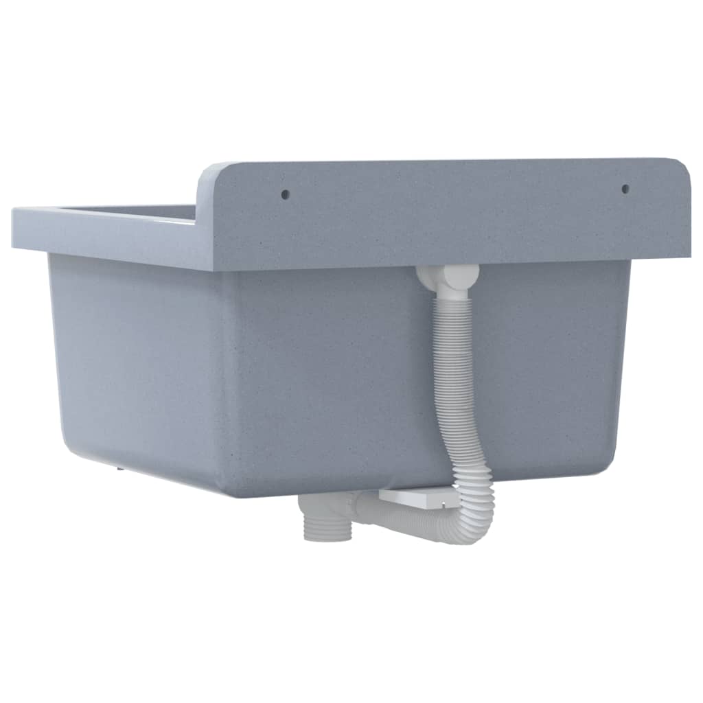Veggmontert servant grå 40x40x24 cm harpiks