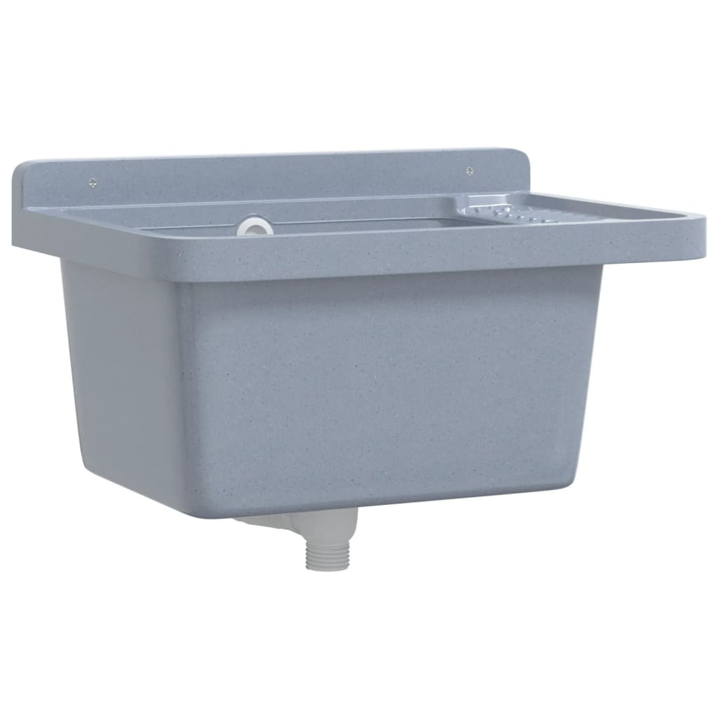 Veggmontert servant grå 50x35x24 cm harpiks