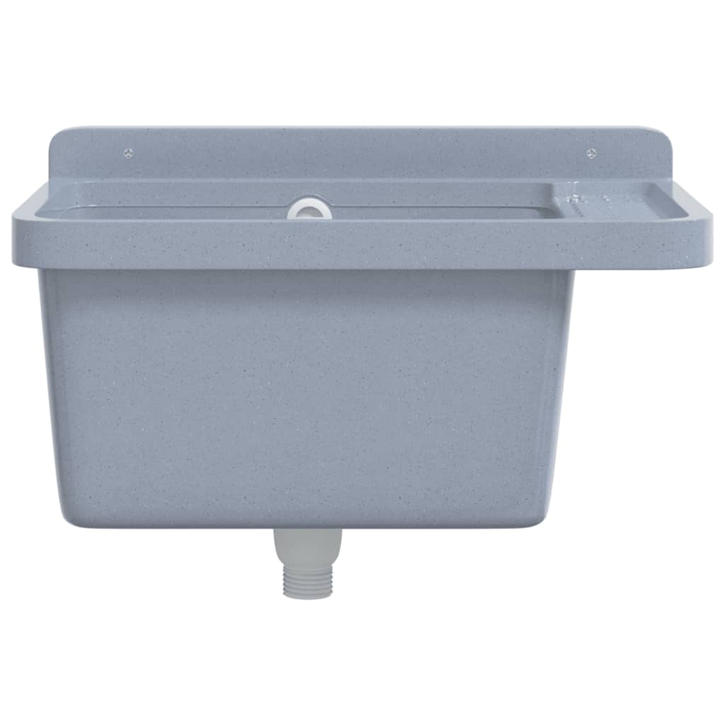 Veggmontert servant grå 50x35x24 cm harpiks