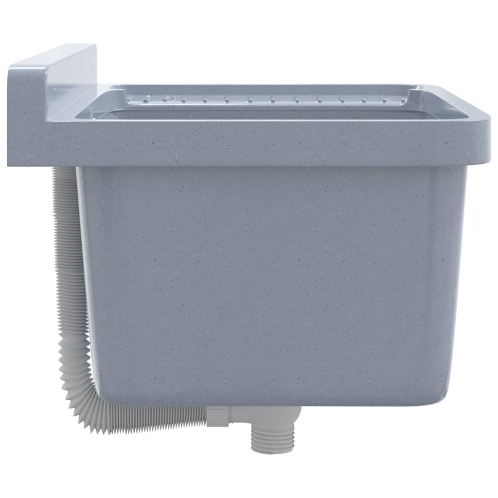 Veggmontert servant grå 50x35x24 cm harpiks