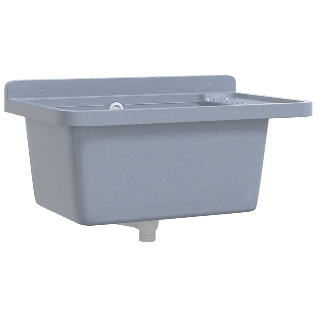Veggmontert servant grå 60x40x28 cm harpiks vidaXL