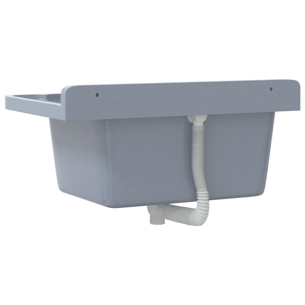 Veggmontert servant grå 60x40x28 cm harpiks vidaXL