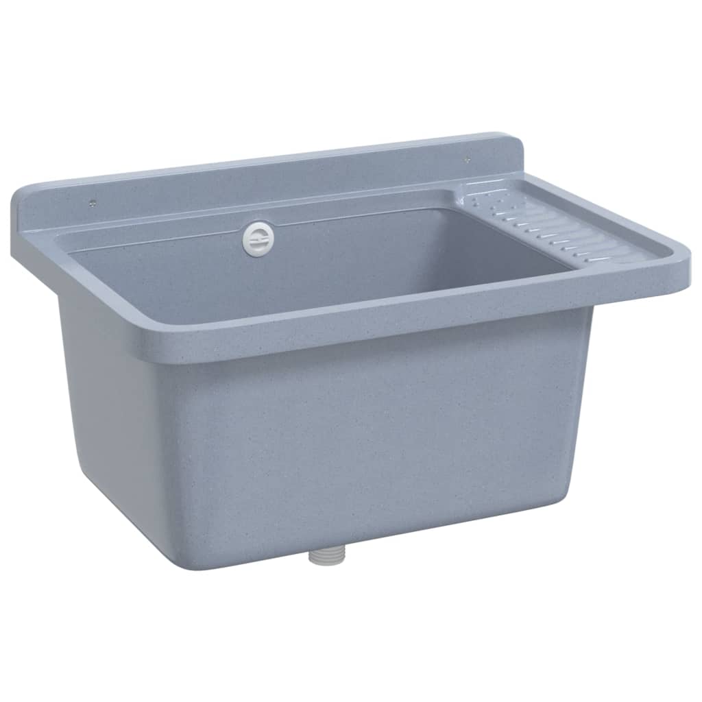 Veggmontert servant grå 60x40x28 cm harpiks vidaXL