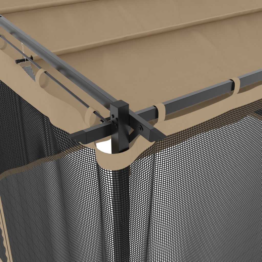 Paviljong med nettingvegger gråbrun 4x3 m stål