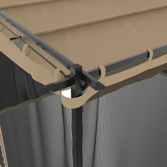 Paviljong med nettingvegger gråbrun 4x3 m stål