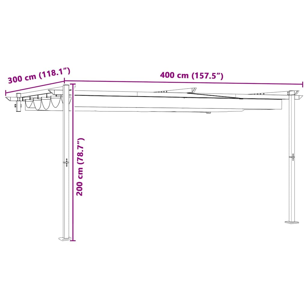Paviljong Krem 400 x 300 x 200 cm Polyester