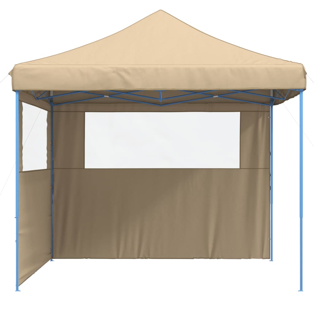 Sammenleggbart partytelt pop-up med 2 sidevegger beige