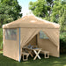 Sammenleggbart partytelt pop-up med 4 sidevegger beige