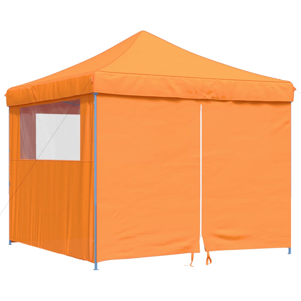 Sammenleggbart partytelt pop-up med 4 sidevegger oransje