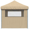 Sammenleggbart partytelt pop-up med 3 sidevegger beige