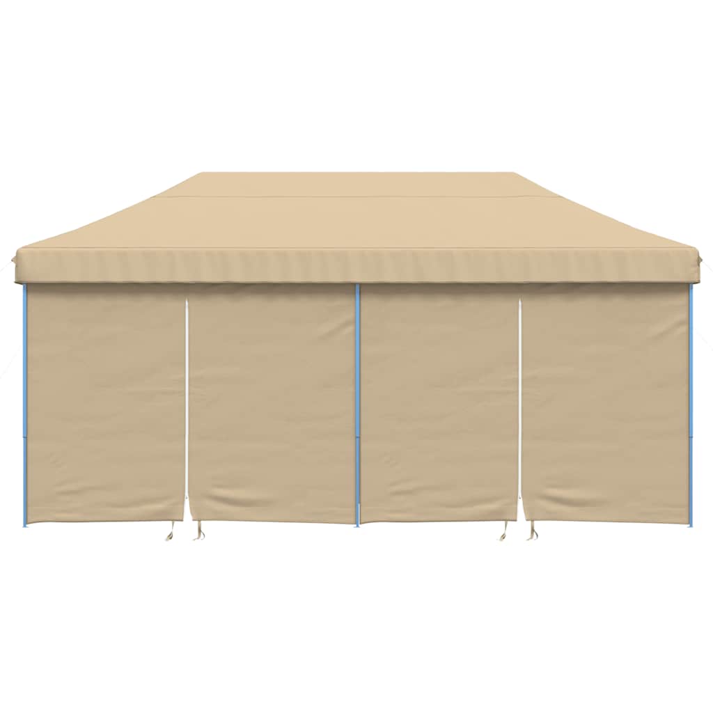 Sammenleggbart partytelt pop-up med 4 sidevegger beige