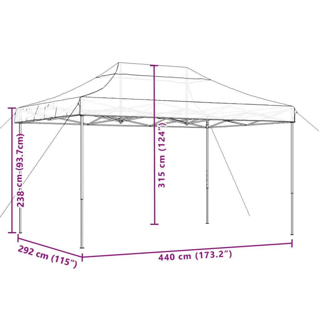 Sammenleggbart partytelt pop-up oransje 440x292x315 cm