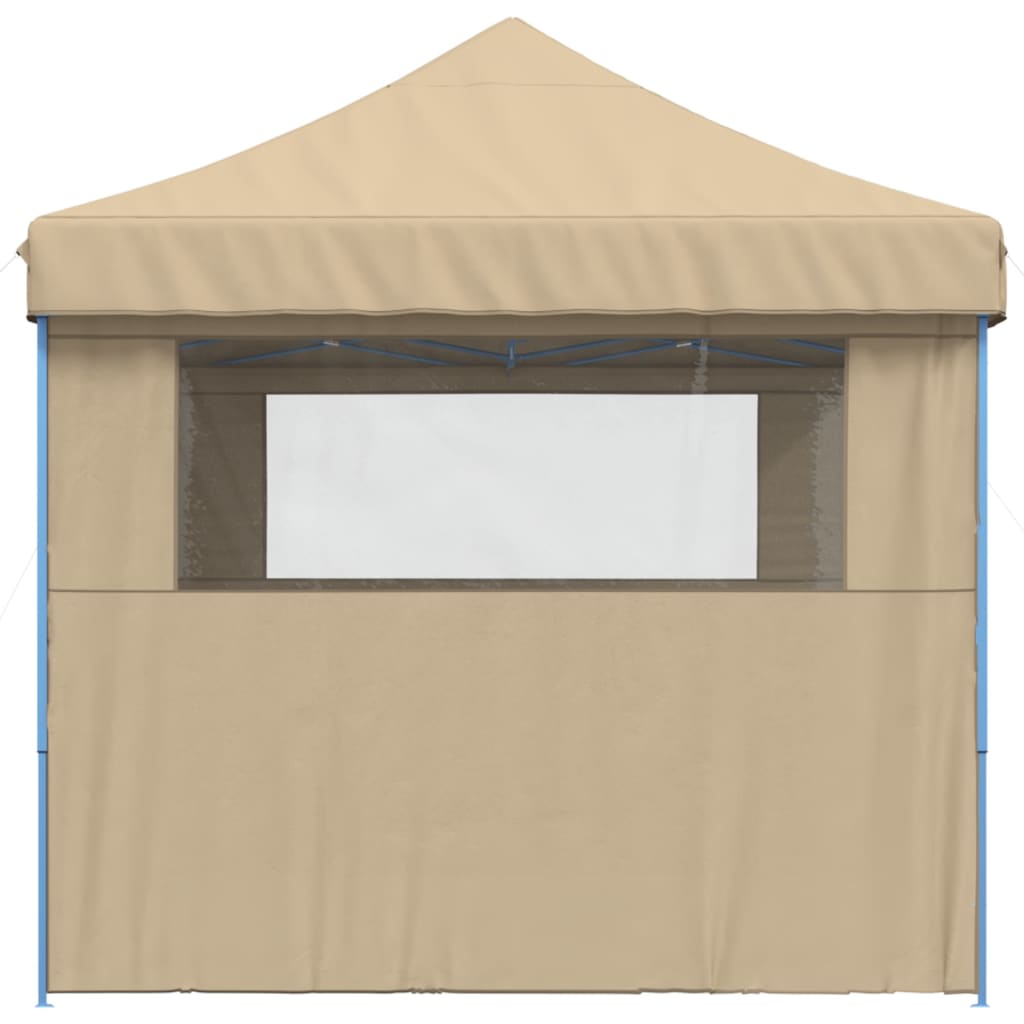 Sammenleggbart partytelt pop-up med 3 sidevegger beige