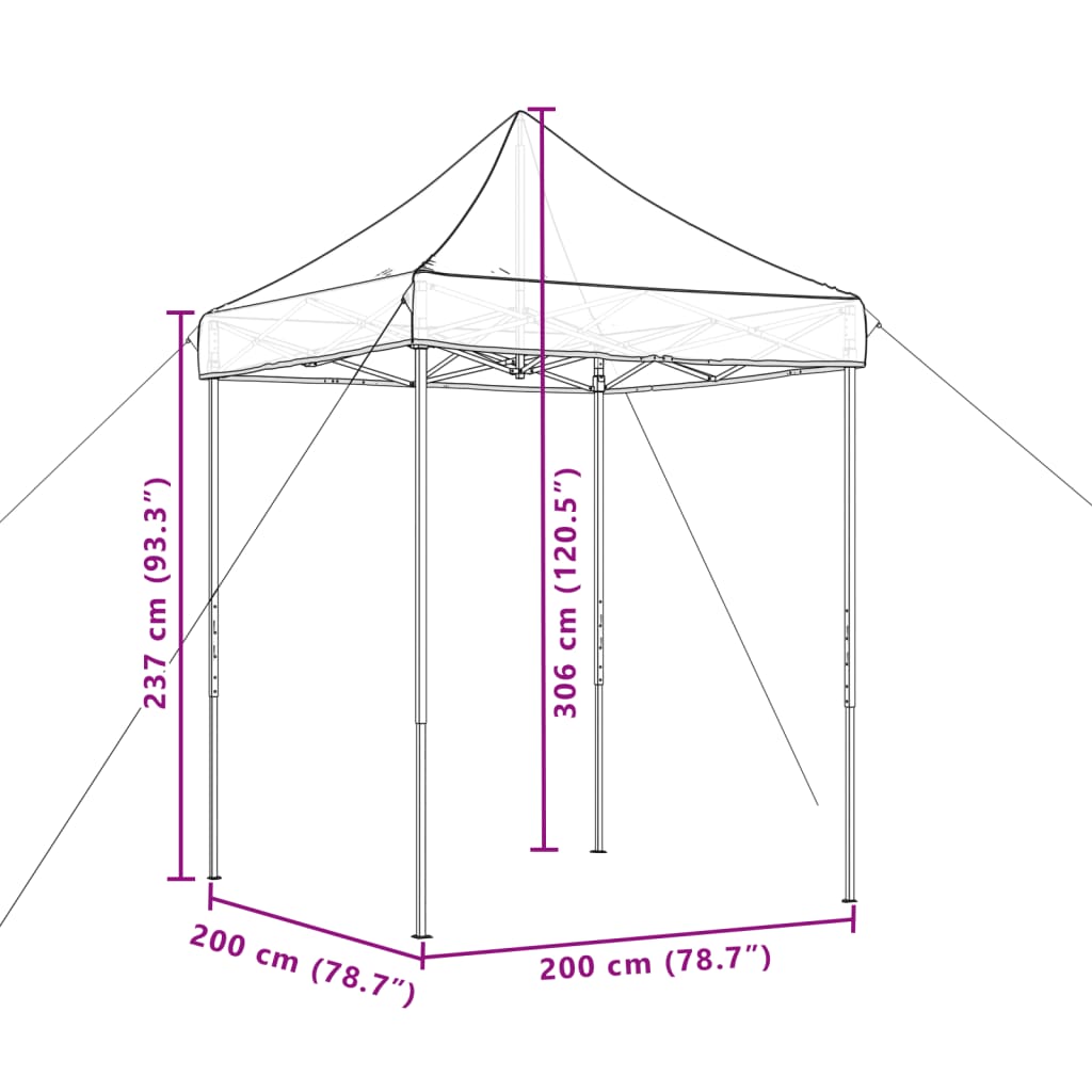 Sammenleggbart partytelt pop-up oransje 200x200x306 cm