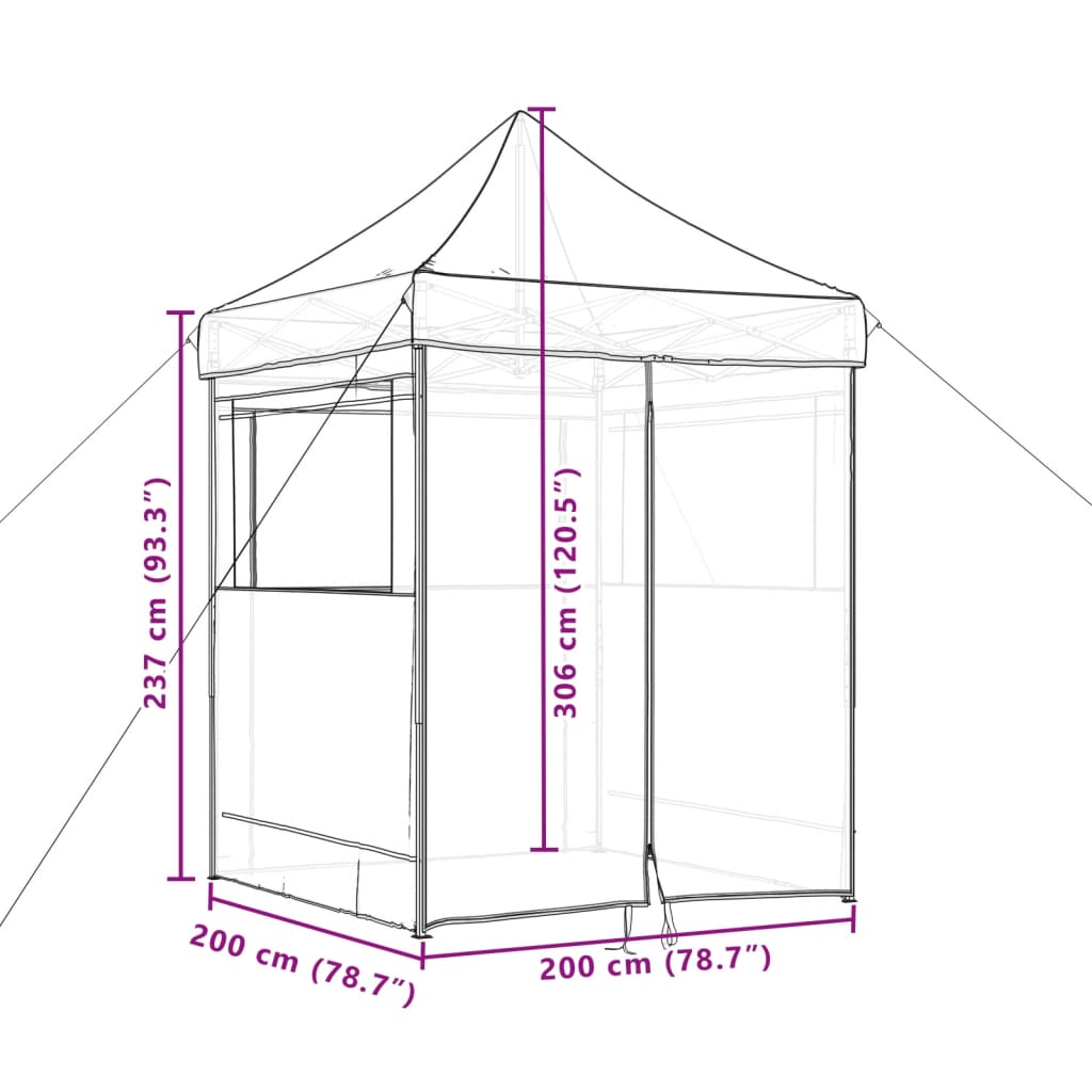 Sammenleggbart partytelt pop-up med 4 sidevegger beige