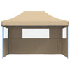 Sammenleggbart partytelt pop-up med 3 sidevegger beige