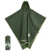 Regnponcho med hette 2-i-1 design grønn 223x145 cm