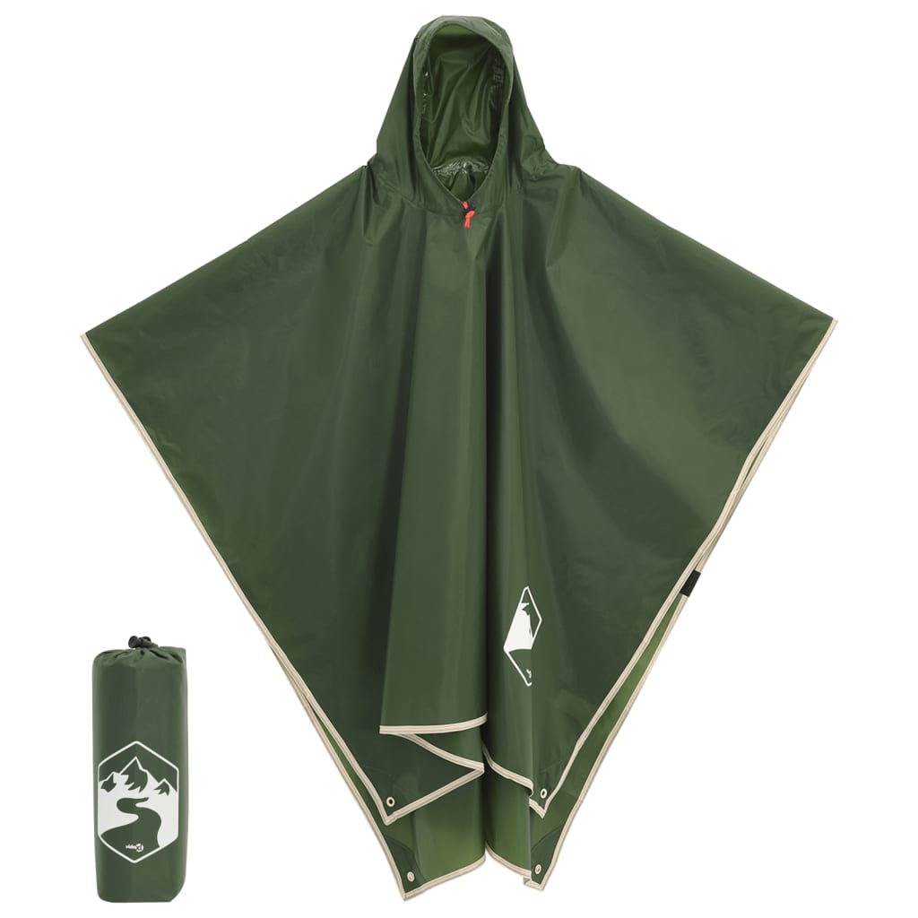 Regnponcho med hette 2-i-1 design grønn 223x145 cm