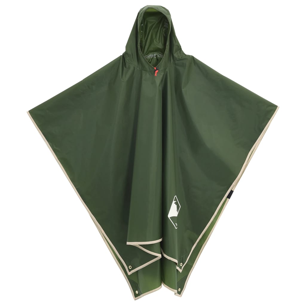 Regnponcho med hette 2-i-1 design grønn 223x145 cm