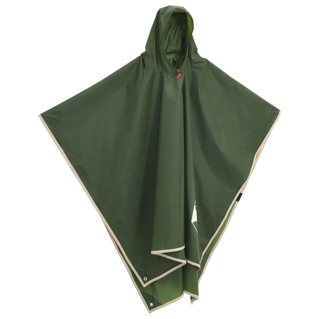 Regnponcho med hette 2-i-1 design grønn 223x145 cm