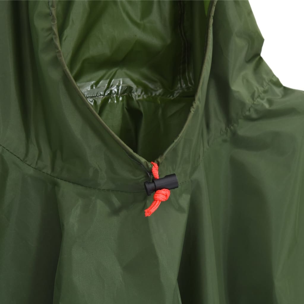 Regnponcho med hette 2-i-1 design grønn 223x145 cm