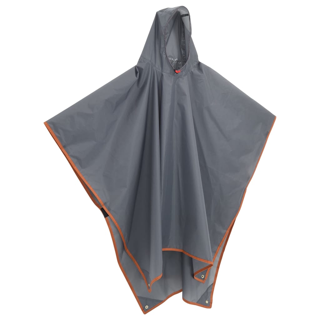 Regnponcho med hette 2-i-1 design grå og oransje 223x145 cm