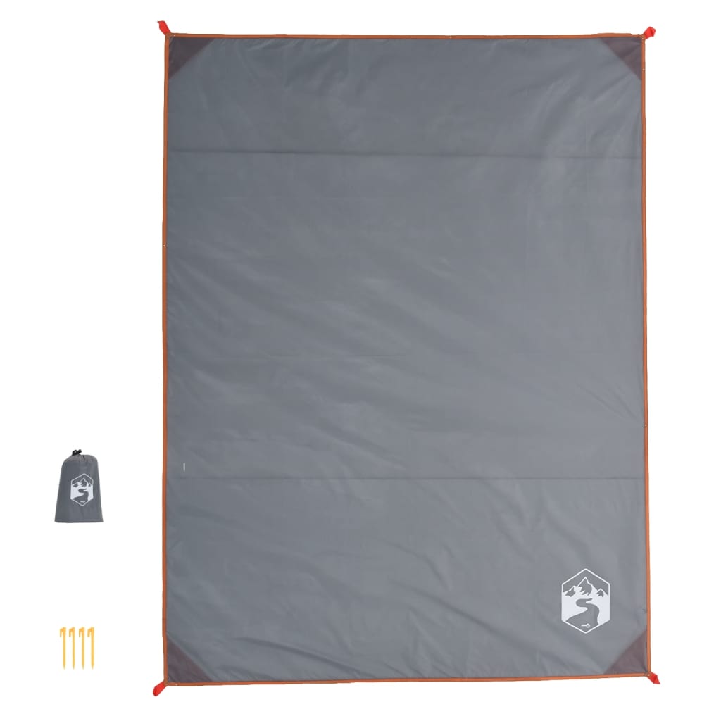 Piknikteppe med knagger grå og oransje 205x155 cm