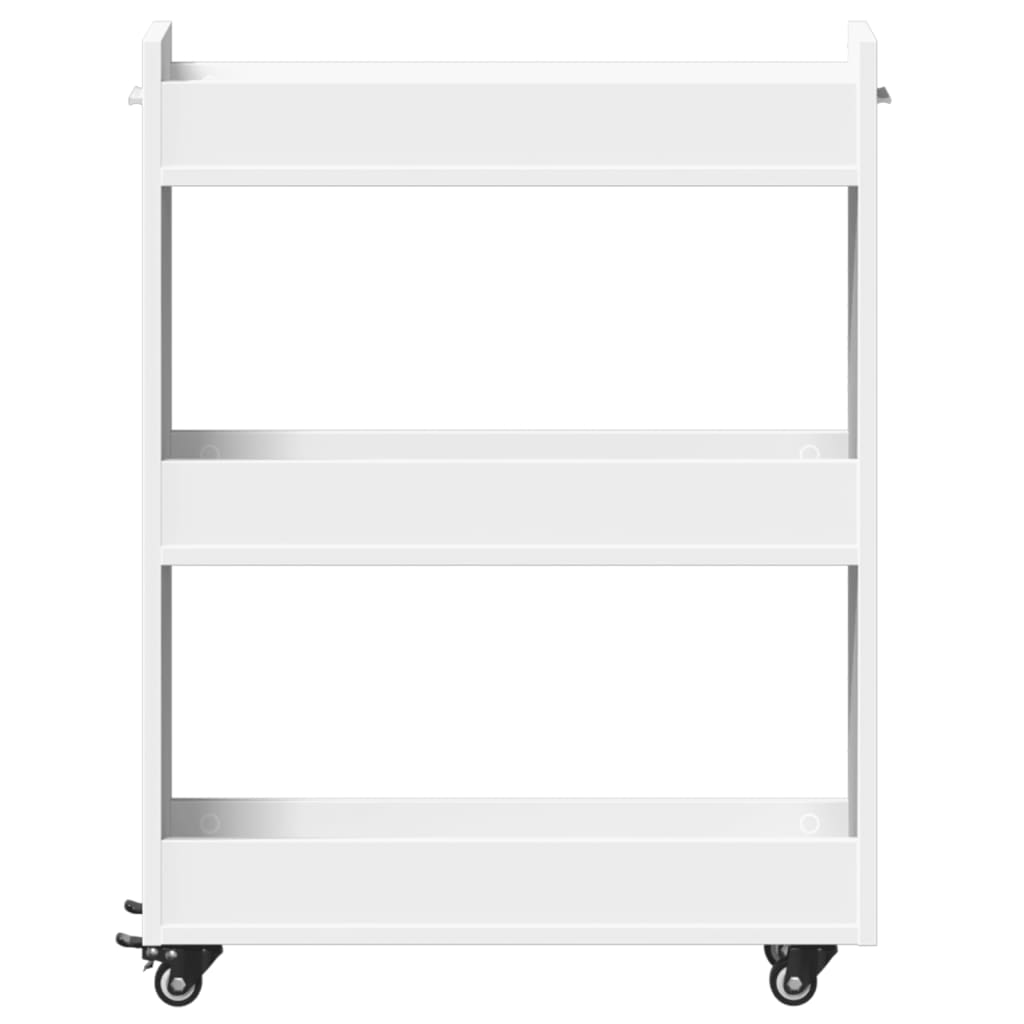 Sidebord med hjul hvit 60x22x79 cm konstruert tre