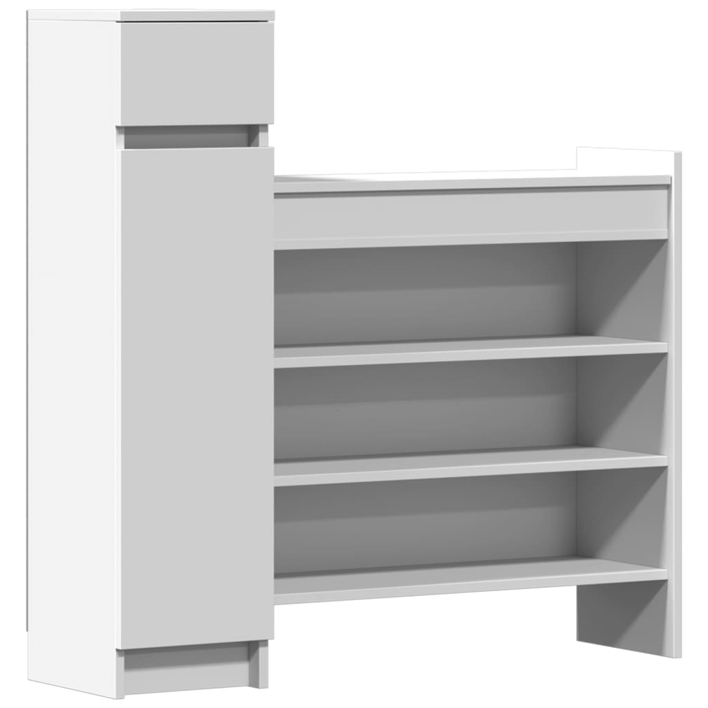 Skohylle hvit 100,5x28x100 cm konstruert tre