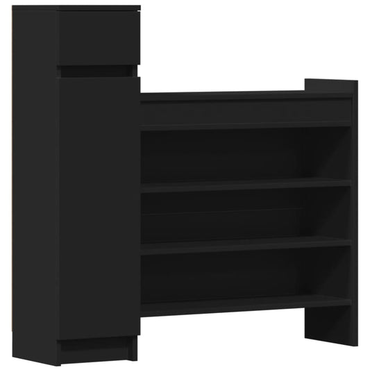 Skohylle svart 100,5x28x100 cm konstruert tre