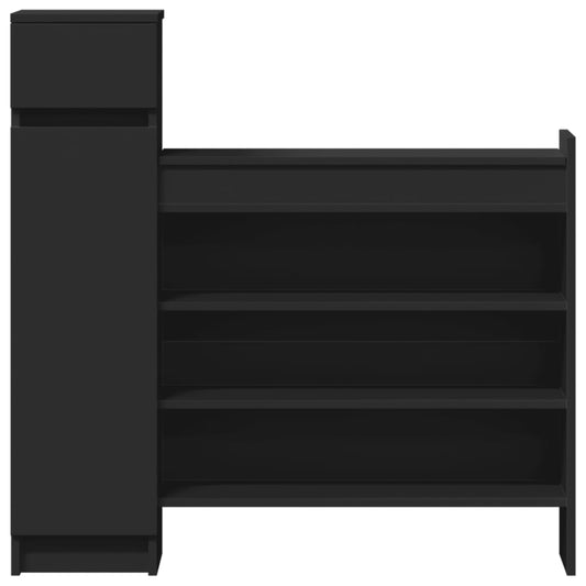 Skohylle svart 100,5x28x100 cm konstruert tre