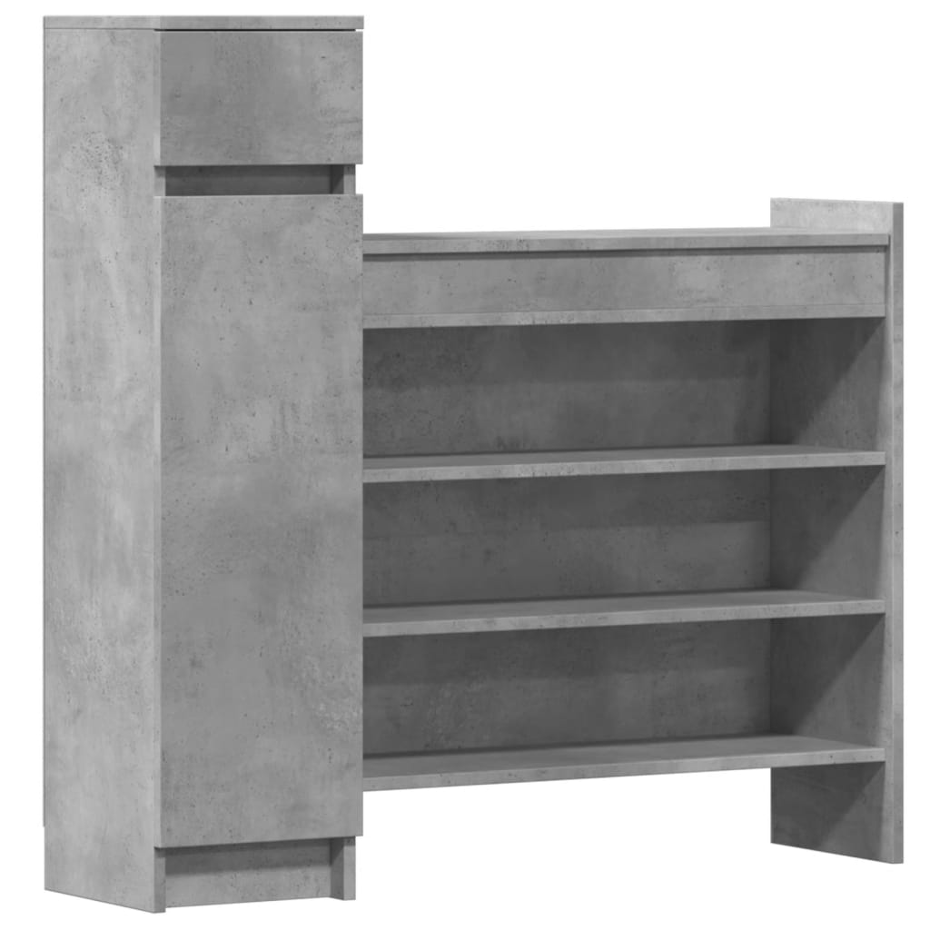 Skohylle betonggrå 100,5x28x100 cm konstruert tre