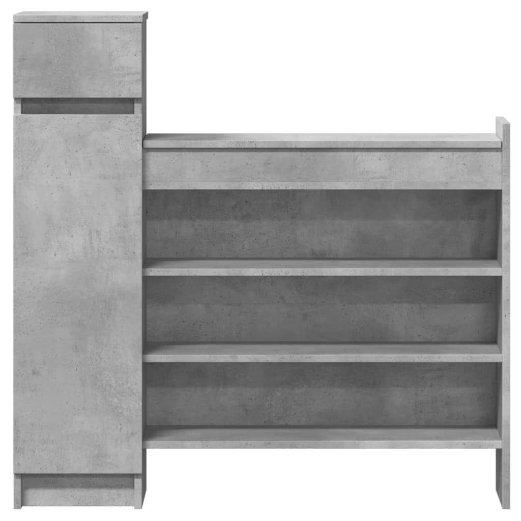 Skohylle betonggrå 100,5x28x100 cm konstruert tre