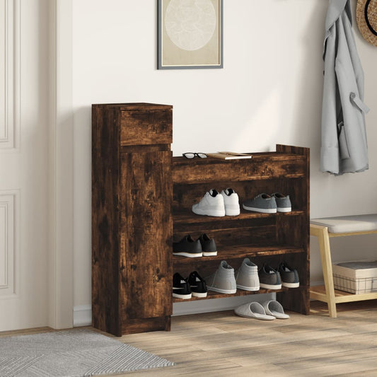Skohylle røkt eik 100,5x28x100 cm konstruert tre