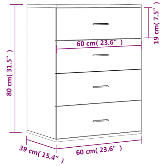 Skjenk hvit 60x39x80 cm konstruert tre