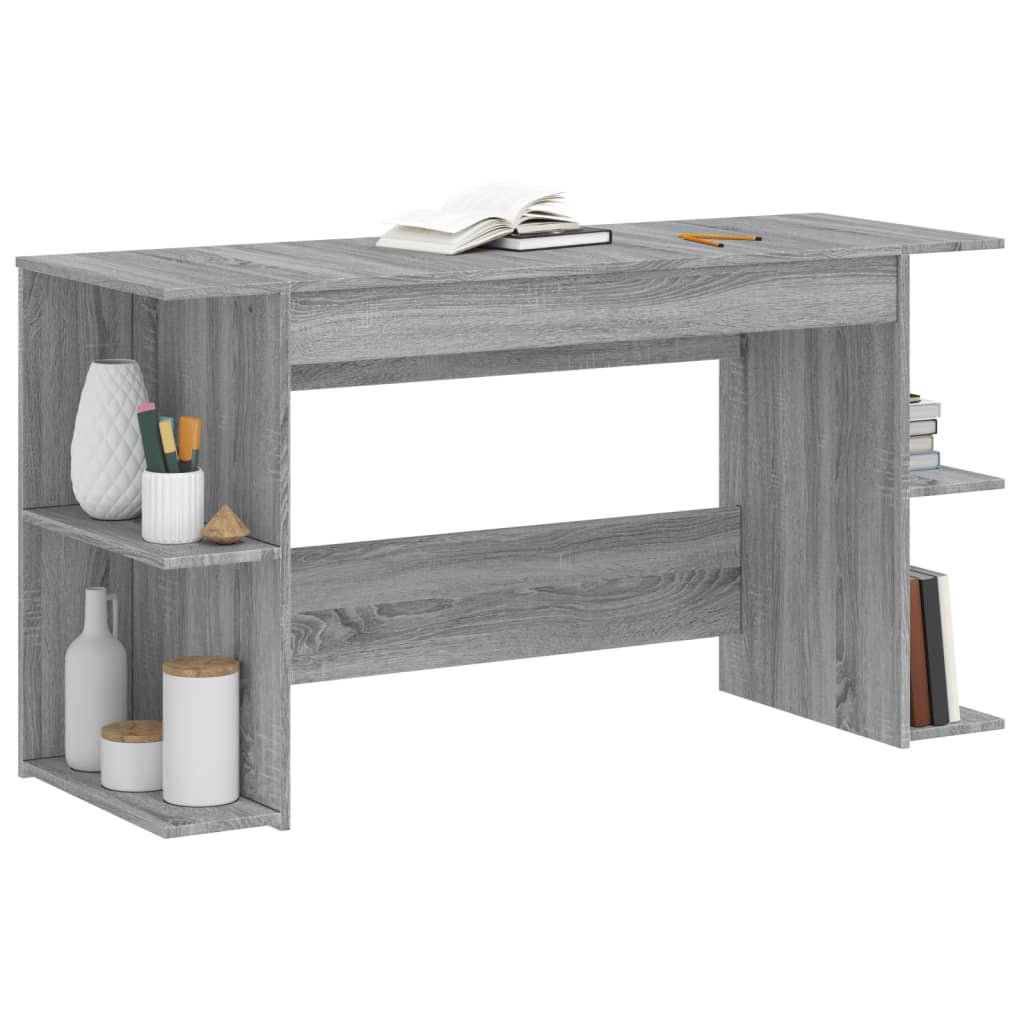 Skrivebord grå sonoma 140x50x75 cm konstruert tre