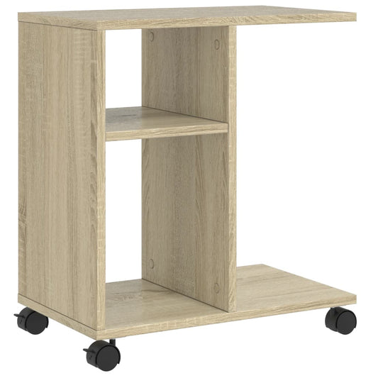 Sidebord med hjul sonoma eik 50x30x55 cm konstruert tre