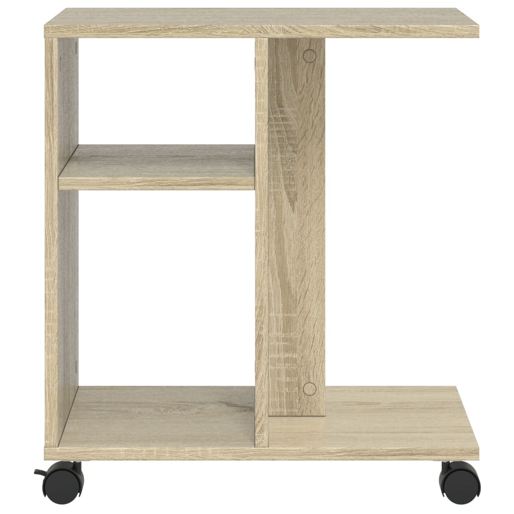 Sidebord med hjul sonoma eik 50x30x55 cm konstruert tre